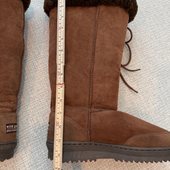 UGG Wild Goose Premium Lace Boot Chestnut Leather Sheepskin Womens 7 Mens 6 NWOB - Picture 13 of 16